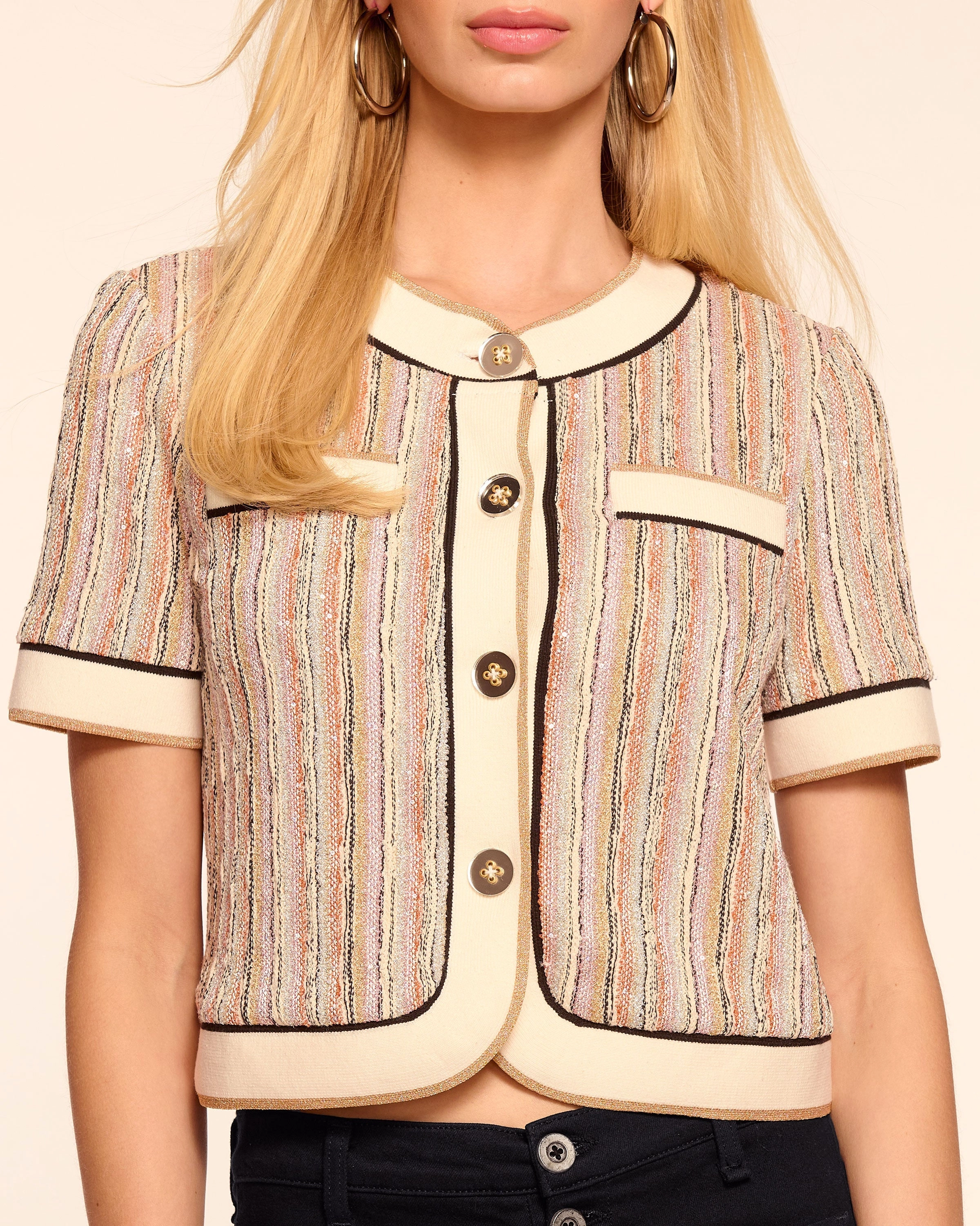 Sterling Sequin Knit Short Sleeve Jacket