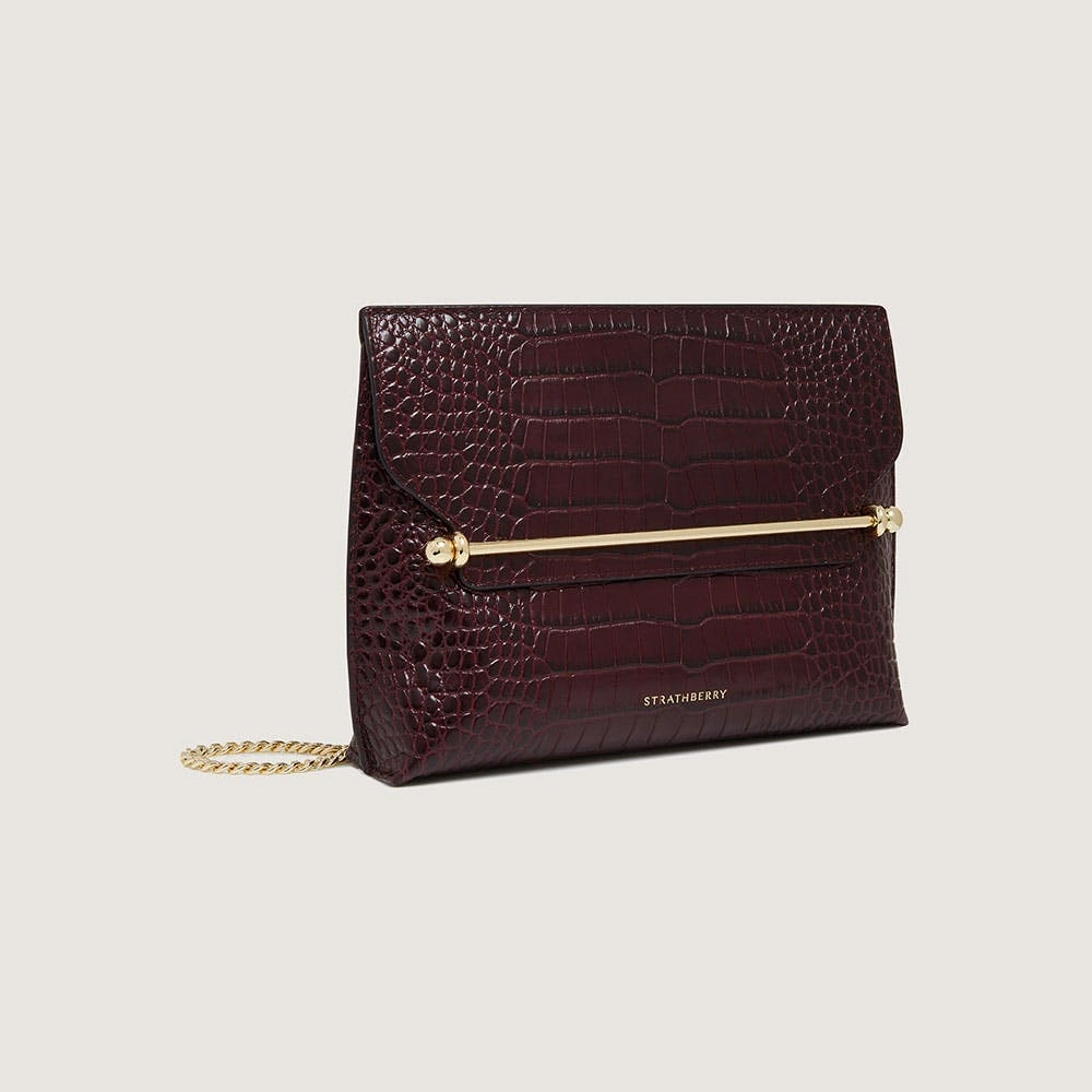 Stylist - Croc-Embossed Leather Burgundy