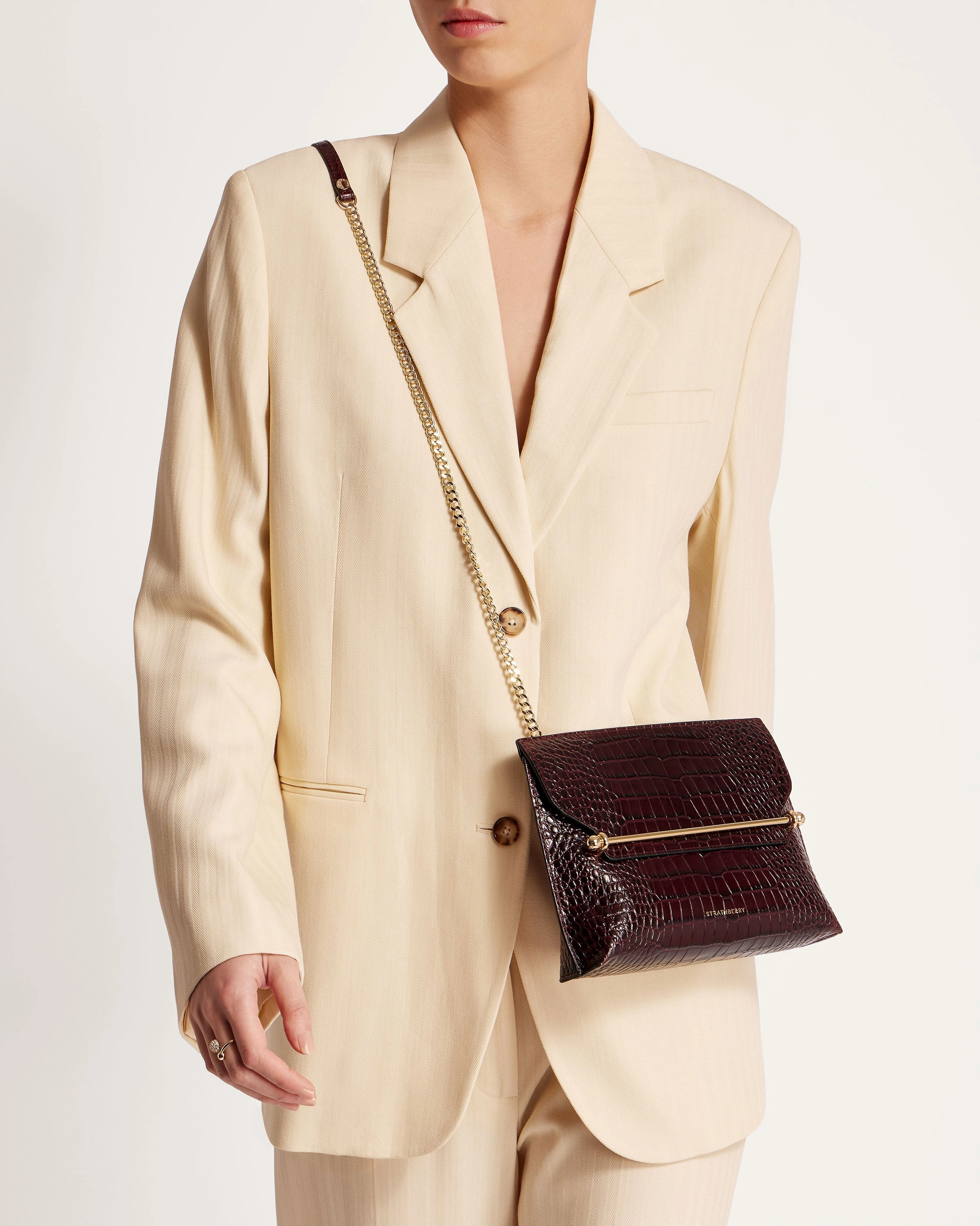 Stylist - Croc-Embossed Leather Burgundy