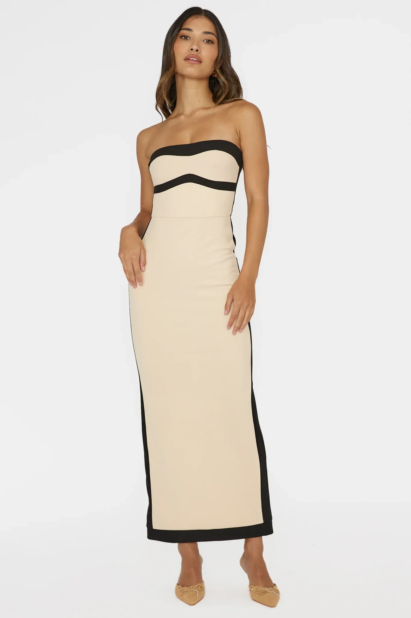 Tenika Strapless Bodycon Maxi Dress Nude