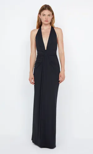 TILLIE DRAPE MAXI DRESS - BLACK