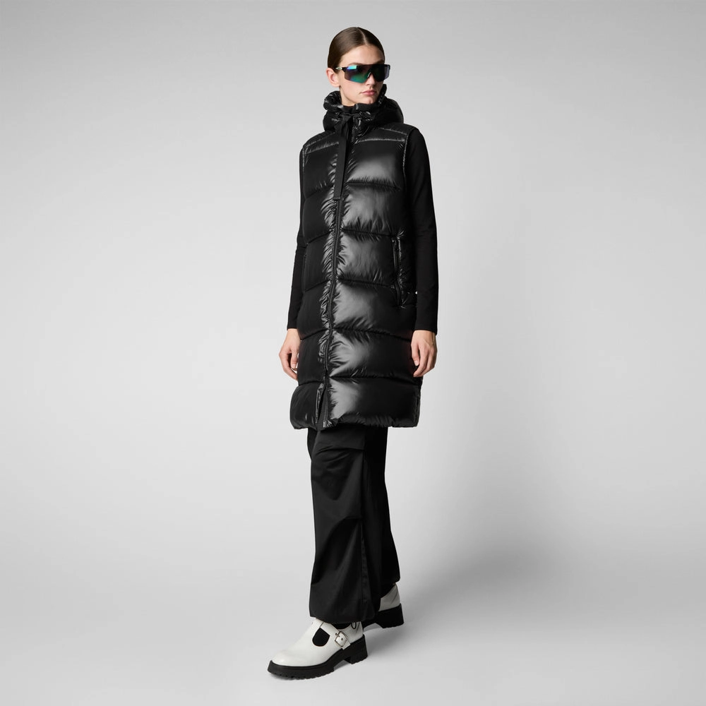 Woman's Iria Hooded Puffer Vest in Black