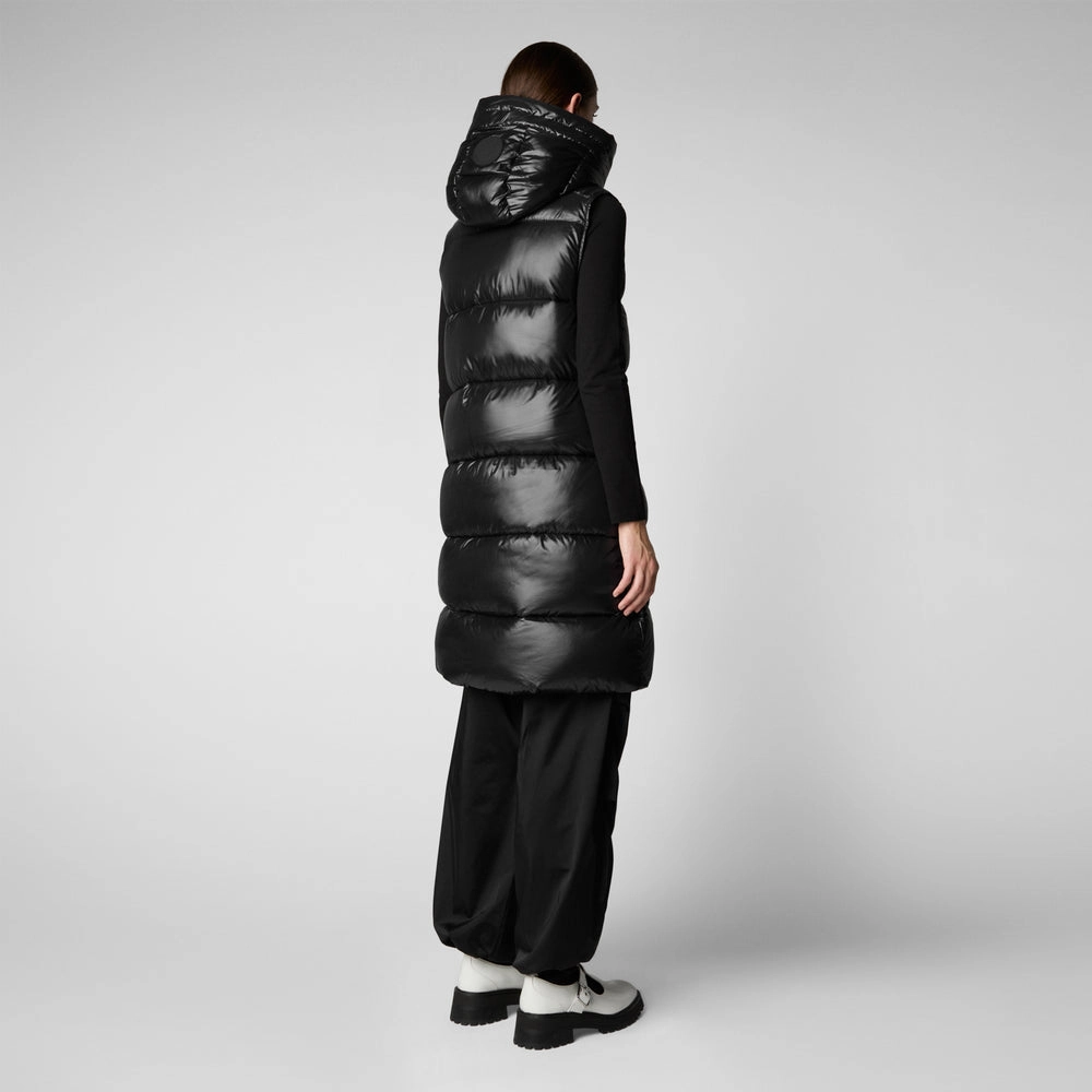 Woman's Iria Hooded Puffer Vest in Black