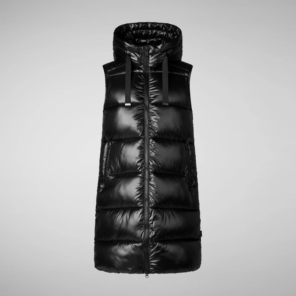 Woman's Iria Hooded Puffer Vest in Black
